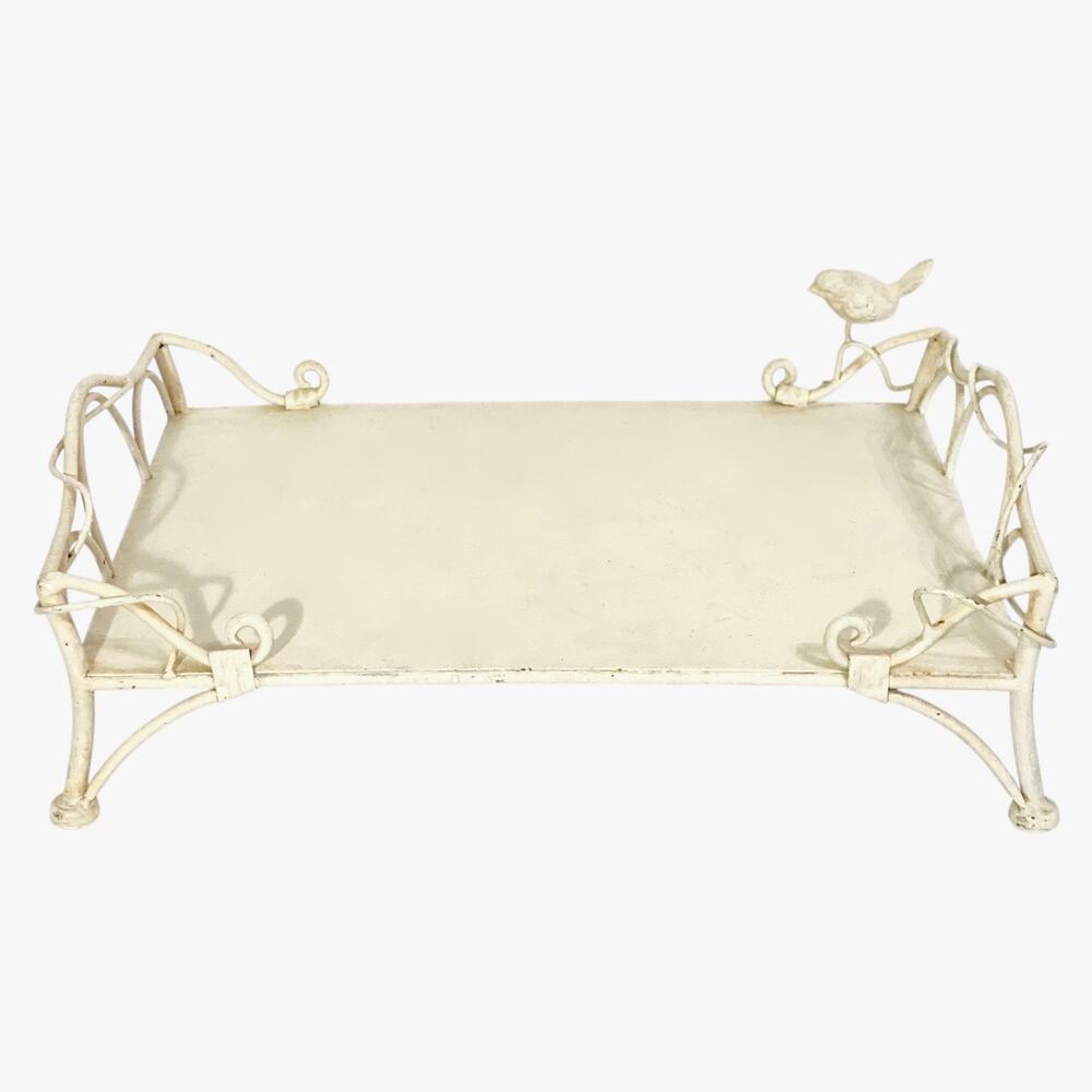Vintage Painted Wrought Iron Tray 18.5"x11 3/4"x6 1/2"